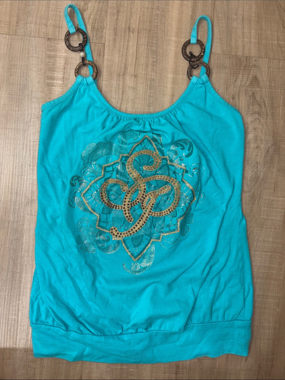 Vintage Teal Glittery Tank Top